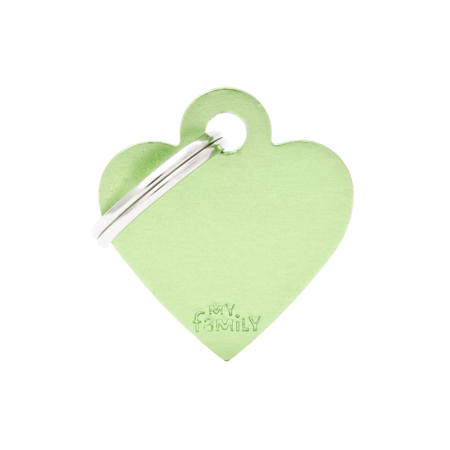 My Family Cat And Dog Basic Heart Tag - Small, Lime