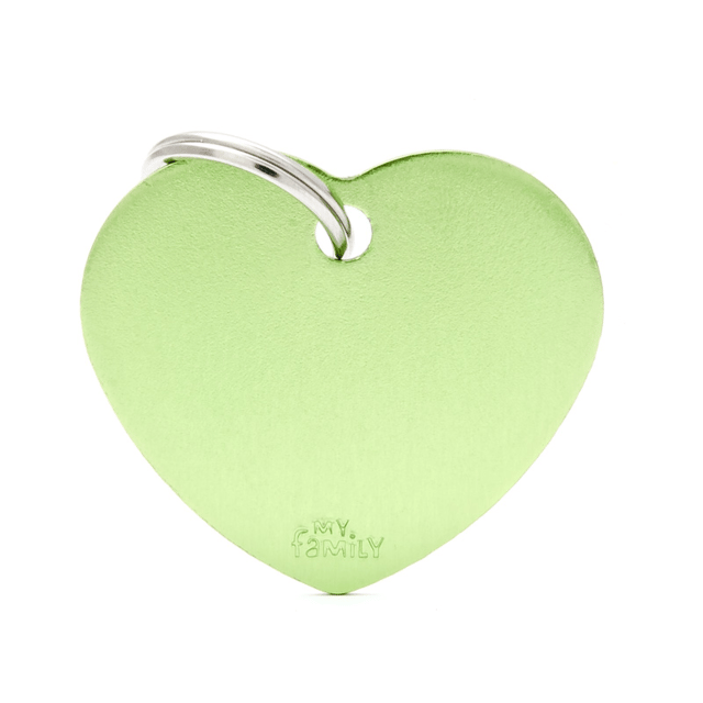 My Family Cat And Dog Basic Heart Tag - Large, Lime