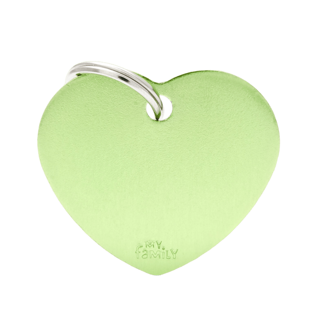 My Family Cat And Dog Basic Heart Tag - Large, Lime
