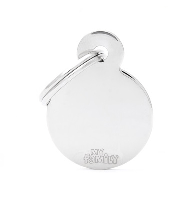 My Family Basic Circle Cat And Dog Tag - Chrome, Small