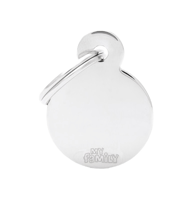 My Family Basic Circle Cat And Dog Tag - Chrome, Small