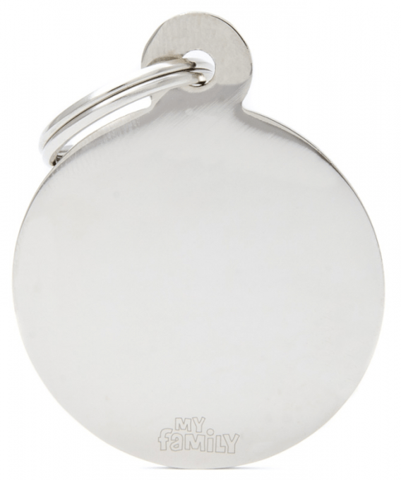 My Family Basic Circle Cat And Dog Tag - Chrome, Large
