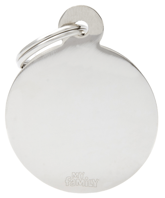 My Family Basic Circle Cat And Dog Tag - Chrome, Large