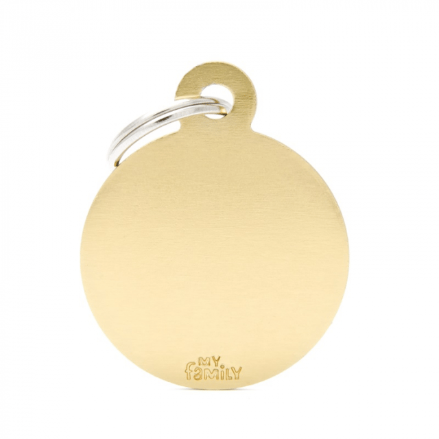 My Family Basic Circle Cat And Dog Tag - Gold Brass, Large
