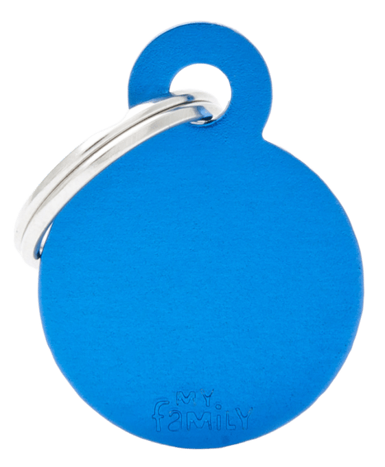 My Family Basic Circle Cat And Dog Tag - Blue, Small