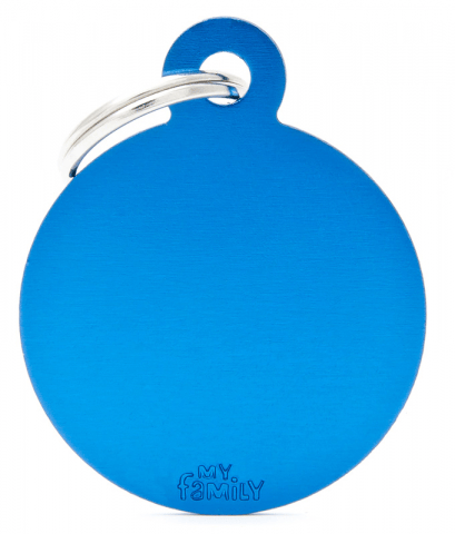 My Family Basic Circle Cat And Dog Tag - Blue, Large