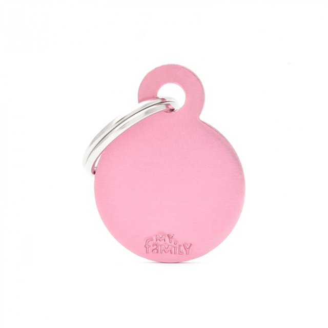 My Family Basic Circle Cat And Dog Tag - Pink, Small