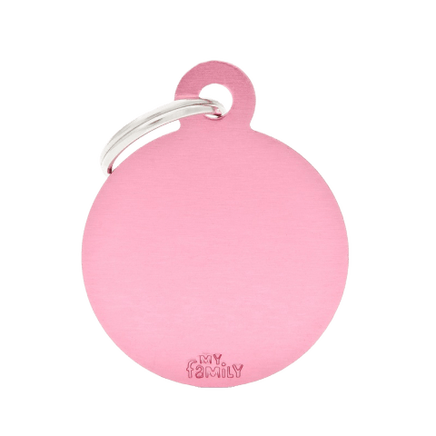 My Family Basic Circle Cat And Dog Tag - Pink, Large