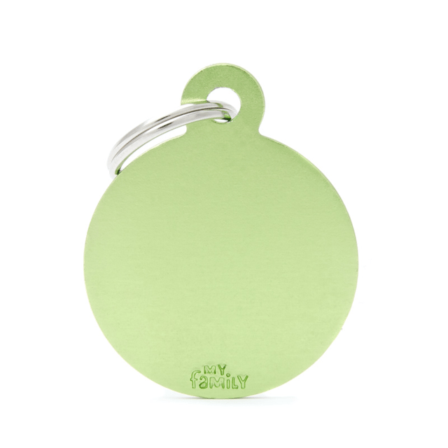 My Family Basic Circle Cat And Dog Tag - Lime, Large