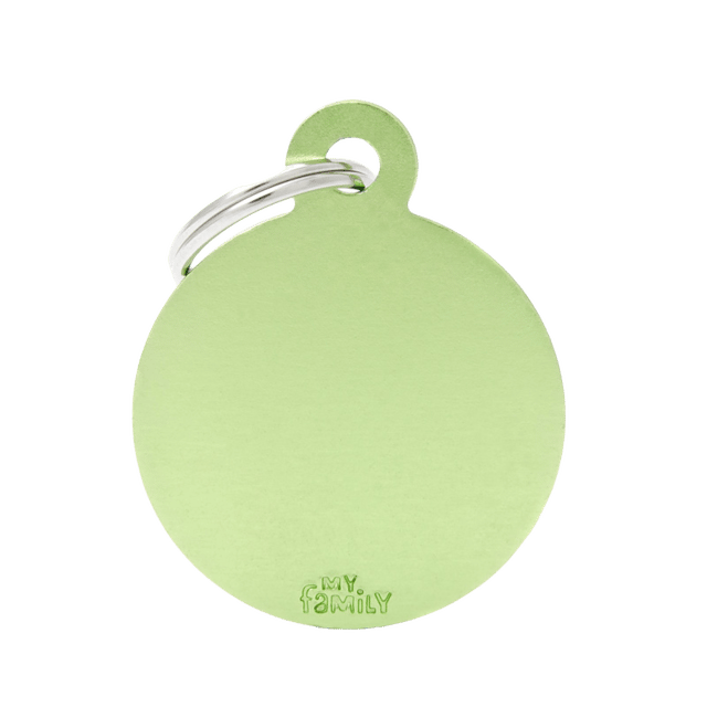 My Family Basic Circle Cat And Dog Tag - Lime, Large