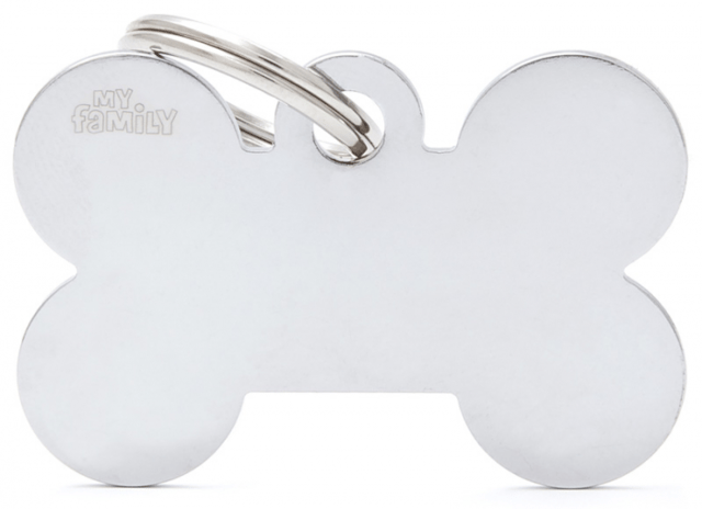 My Family Basic Bone Dog Tag - Chrome, Large