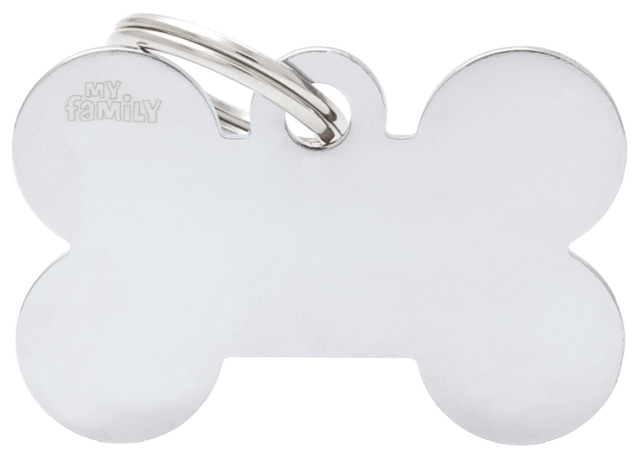 My Family Basic Bone Dog Tag - Chrome, Large