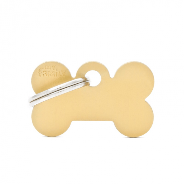 My Family Basic Bone Dog Tag - Gold Brass, Small