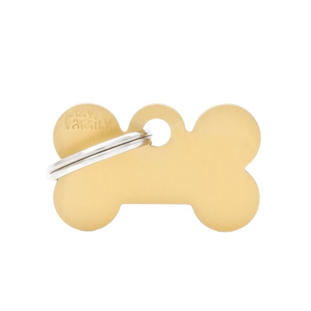 My Family Basic Bone Dog Tag - Gold Brass, Small
