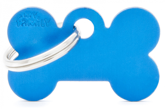 My Family Basic Bone Dog Tag - Blue, Small
