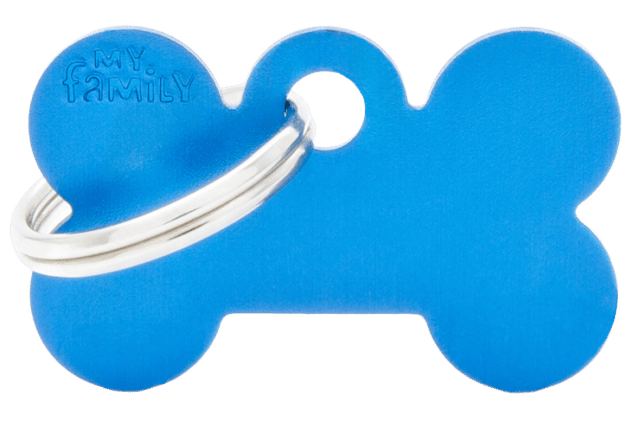 My Family Basic Bone Dog Tag - Blue, Small