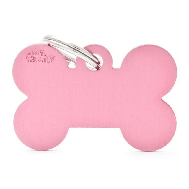 My Family Basic Bone Dog Tag - Pink, Large