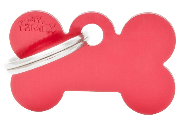 My Family Basic Bone Dog Tag - Red, Small