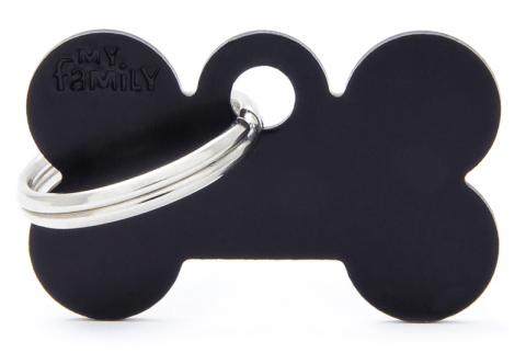 My Family Basic Bone Dog Tag - Black, Small