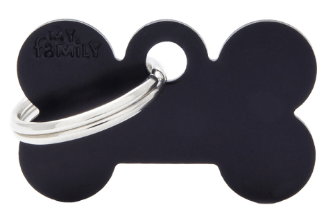 My Family Basic Bone Dog Tag - Black, Small