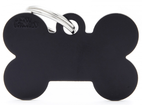 My Family Basic Bone Dog Tag - Black, Large