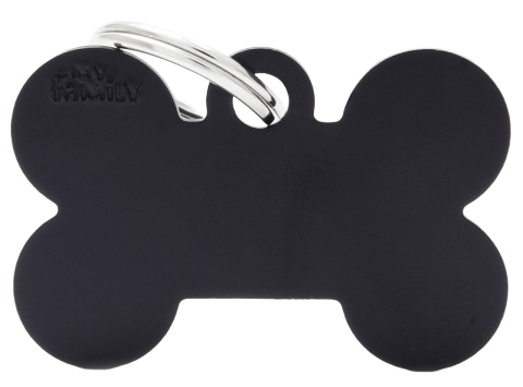 My Family Basic Bone Dog Tag - Black, Large