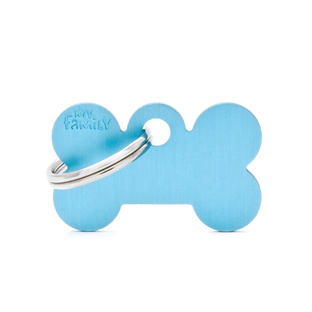 My Family Basic Bone Dog Tag - Small, Light Blue