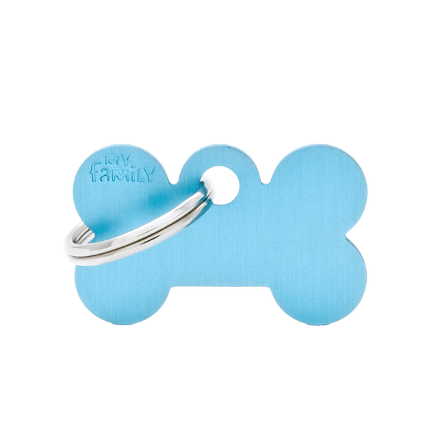 My Family Basic Bone Dog Tag - Small, Light Blue