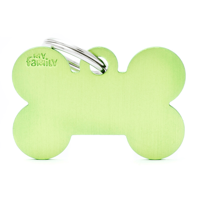 My Family Basic Bone Dog Tag - Large, Lime