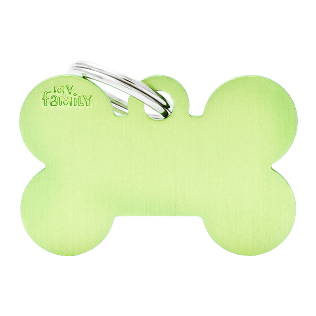 My Family Basic Bone Dog Tag - Large, Lime