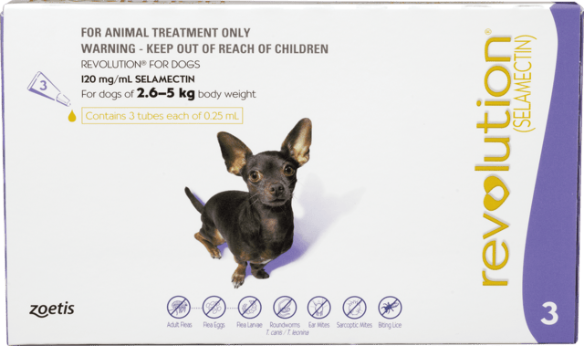 Revolution Spot-On Flea Treatment For Dogs - 2.6 - 5kg, 3 Pack