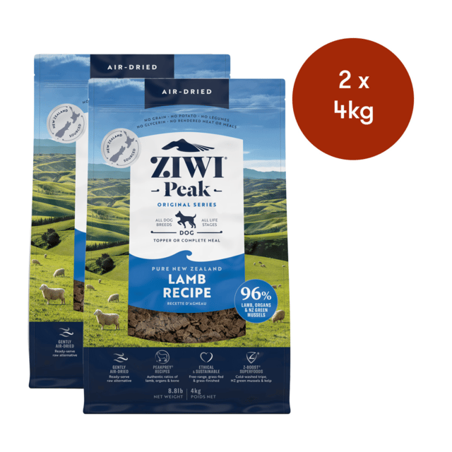 Ziwi Peak Lamb Air Dried Dog Food - 8kg (2 X 4kg Bags)