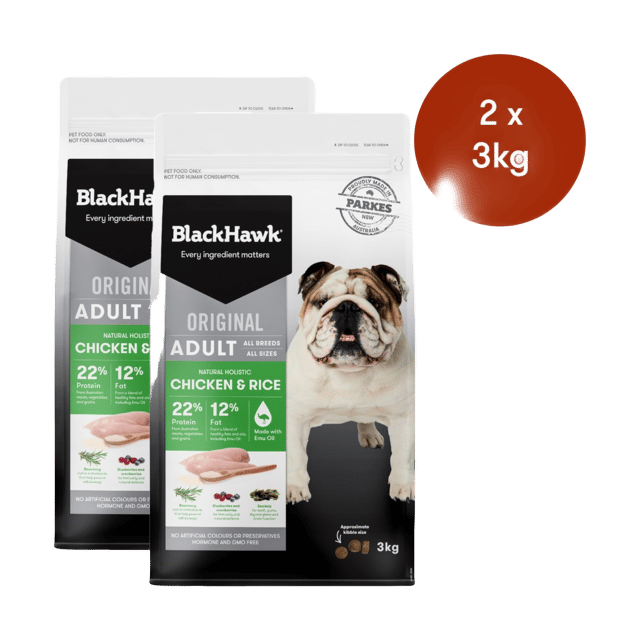Black Hawk Original Adult Chicken & Rice Dry Dog Food - 6kg (2x 3kg Bags)