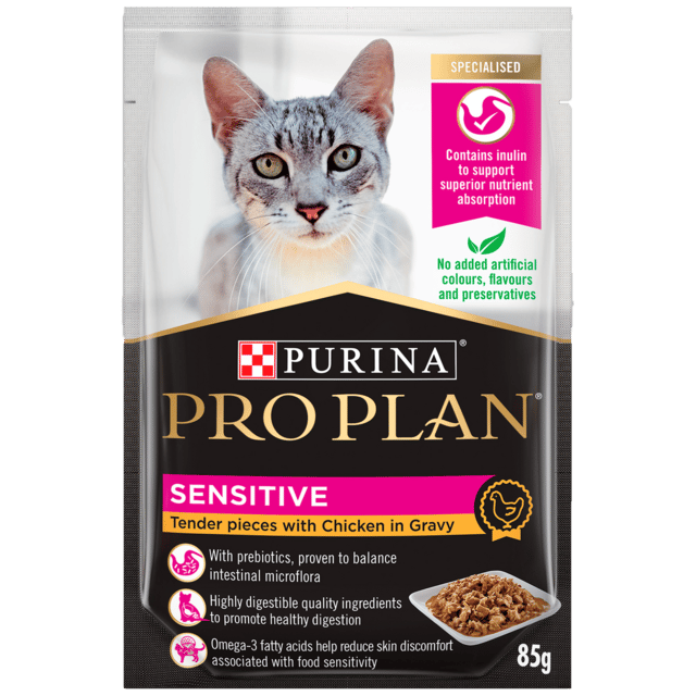 Pro Plan Adult Sensitive Chicken In Gravy Wet Cat Food - 85g X 36