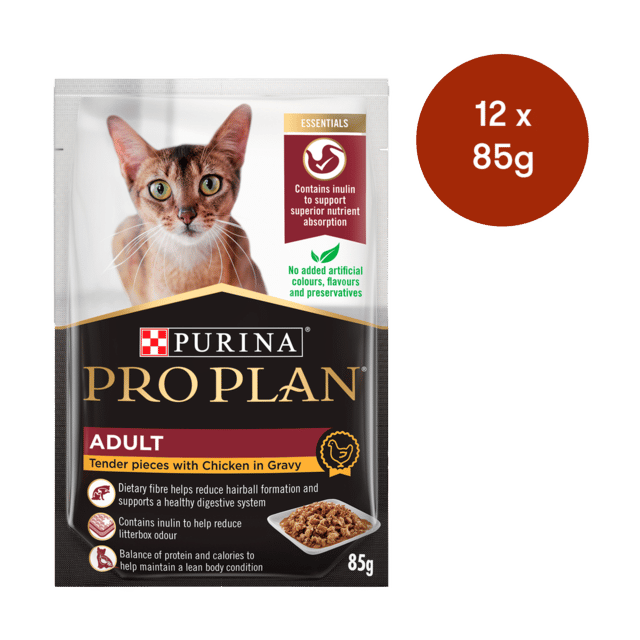 Pro Plan Adult Chicken In Gravy Wet Cat Food - 85g X 12