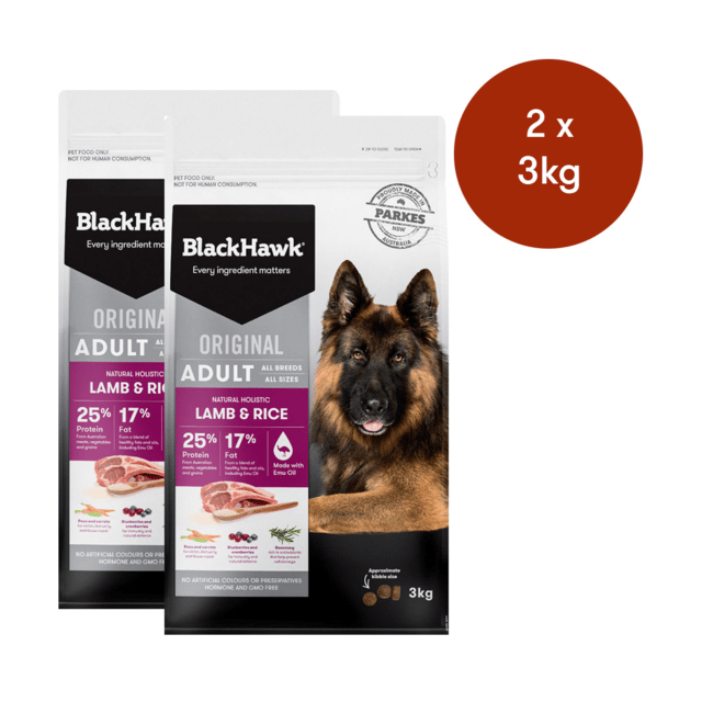 Black Hawk Original Adult Lamb & Rice Dry Dog Food - 6kg (2 X 3kg Bags)