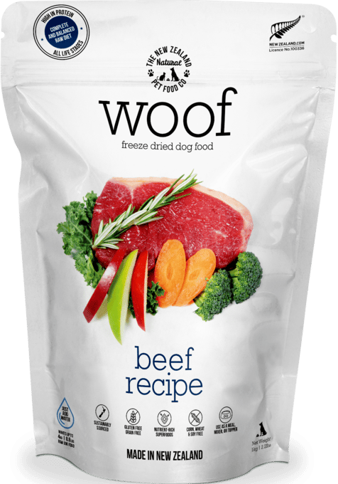 The NZ Natural PET Food Co Woof Beef Freeze Dried Dog Food