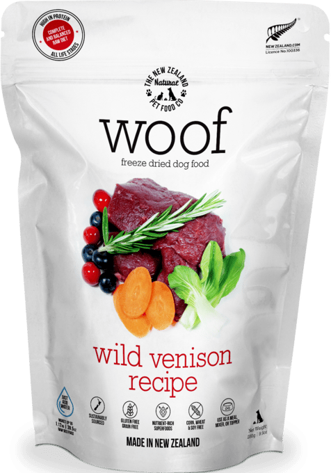 The NZ Natural PET Food Co Woof Wild Venison Freeze Dried Dog Food