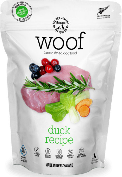 The NZ Natural PET Food Co Woof Duck Freeze Dried Dog Food