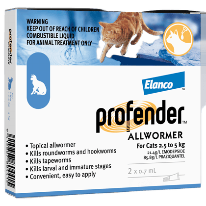Profender Spot-On Allwormer For Cats - 2.5 - 5kg - 2 Pack