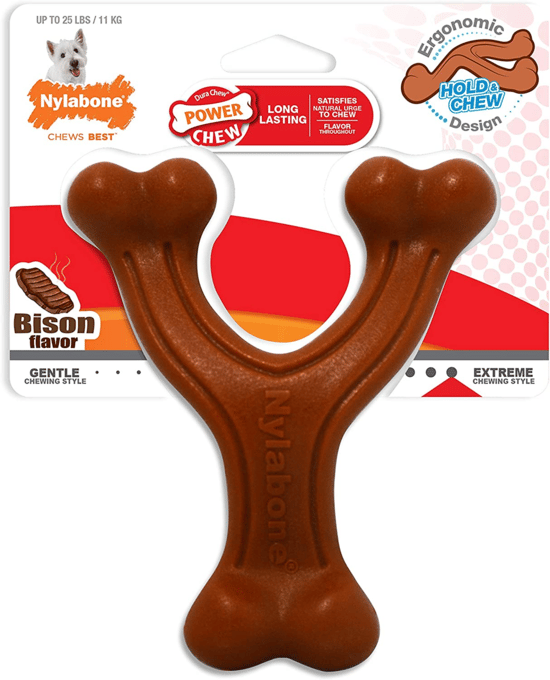 Nylabone Power Chew Wishbone Bison Dog Chew Toy - Small