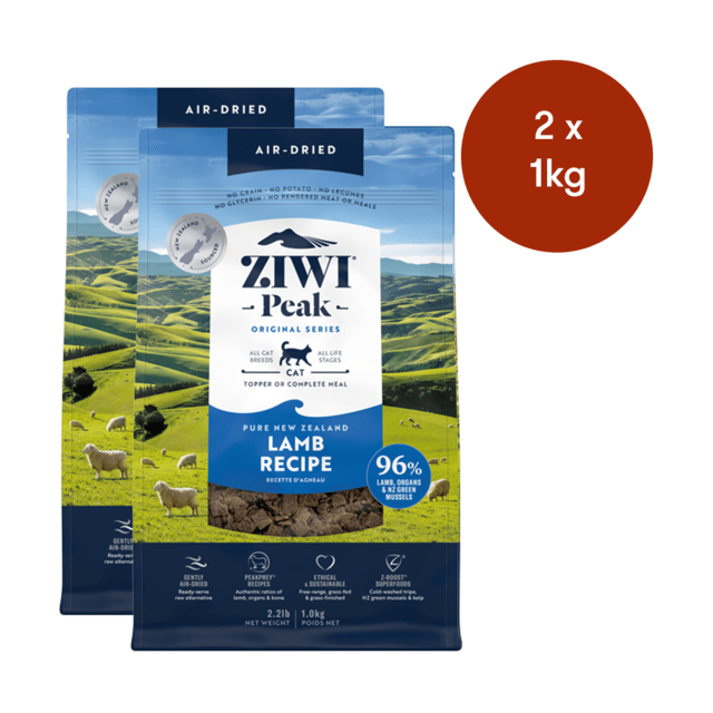 Ziwi Peak Lamb Air Dried Cat Food - 2kg (2 X 1kg Bags)
