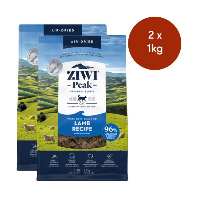 Ziwi Peak Lamb Air Dried Cat Food - 2kg (2 X 1kg Bags)