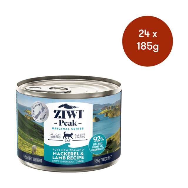 Ziwi Peak Mackerel & Lamb Wet Cat Food - 185g X 24
