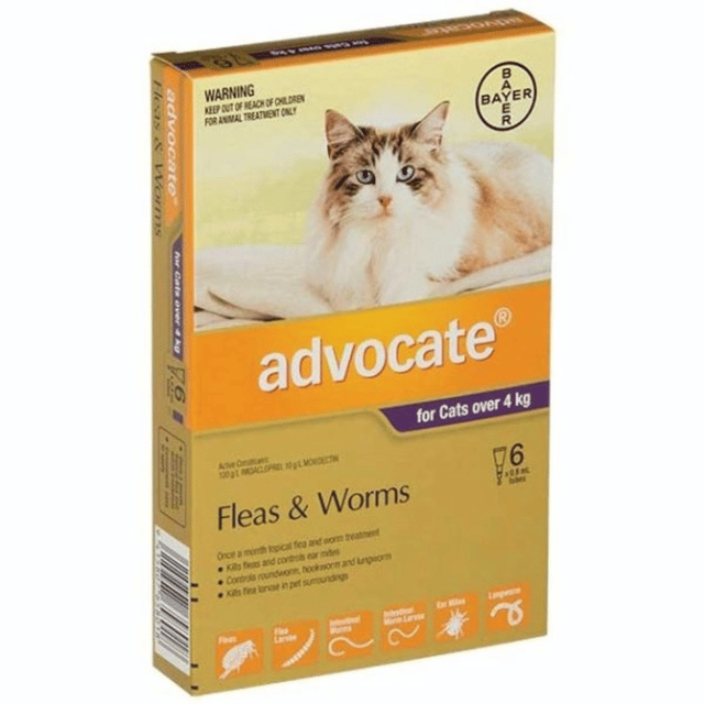 Advocate Spot-On Flea & Worm Treatment For Cats - 6 Pack, 4kg+