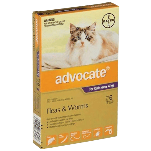 Advocate Spot-On Flea & Worm Treatment For Cats - 6 Pack, 4kg+