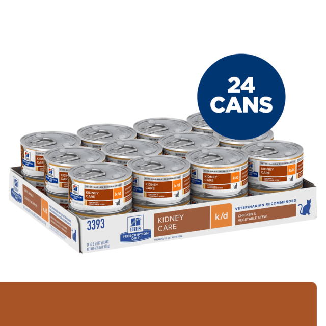 Hill's Prescription Diet K/D Kidney Care Chicken & Vegetable Stew Wet Cat Food - 82g X 24