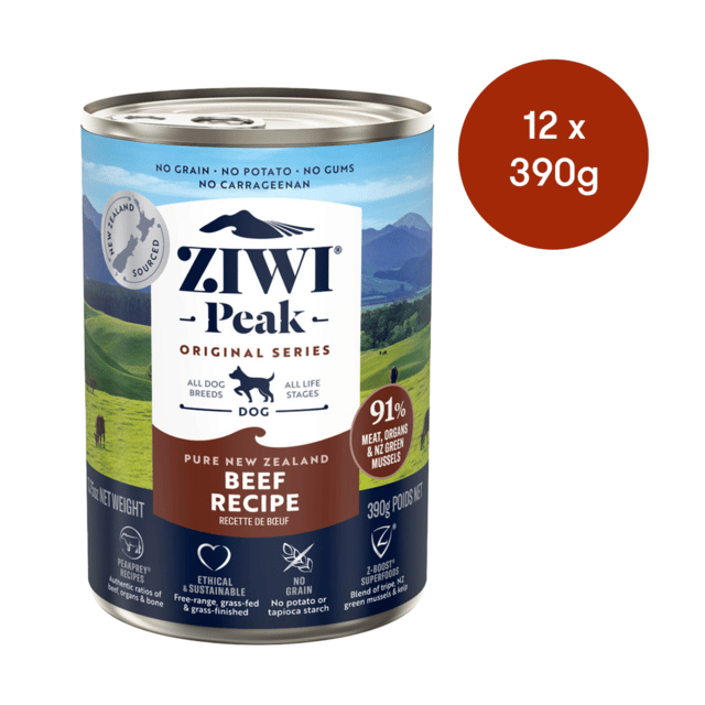 Ziwi Peak Beef Wet Dog Food - 390g X 12