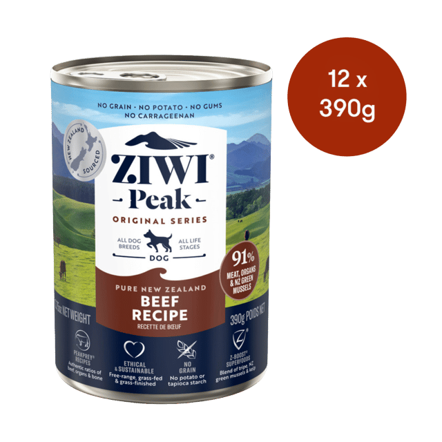 Ziwi Peak Beef Wet Dog Food - 390g X 12