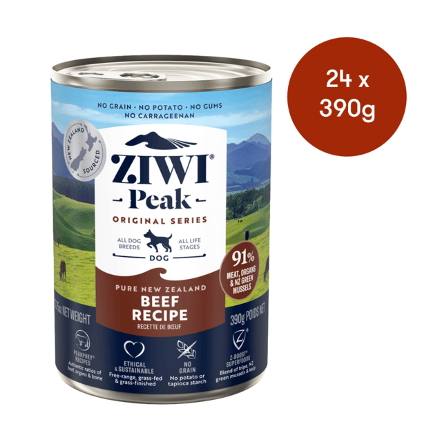 Ziwi Peak Beef Wet Dog Food - 390g X 24